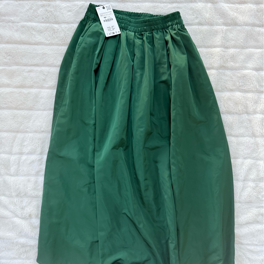Green Satin long skirt